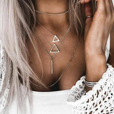 Double Triangle Multilayer Necklace - B&A Mercantile